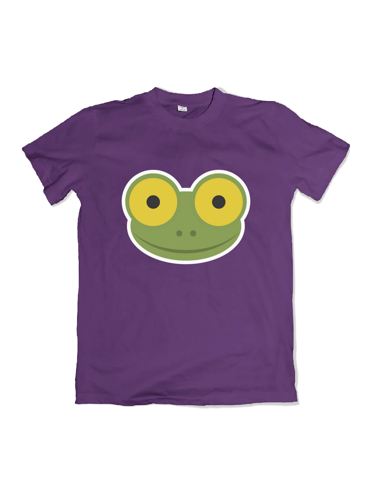 purple t-shirt with Mike the frog face