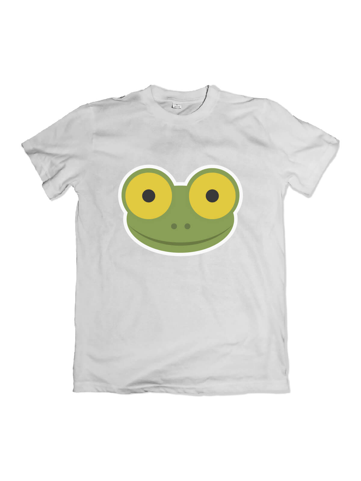 white t-shirt with Mike the frog face